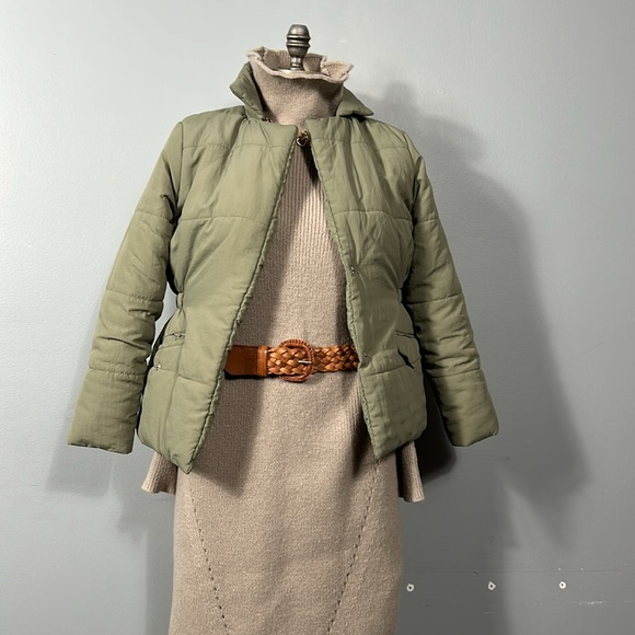 Tan Color Mock Neck Drop Shoulder Sweater Knit Dress sz M- L - Picture 17 of 17